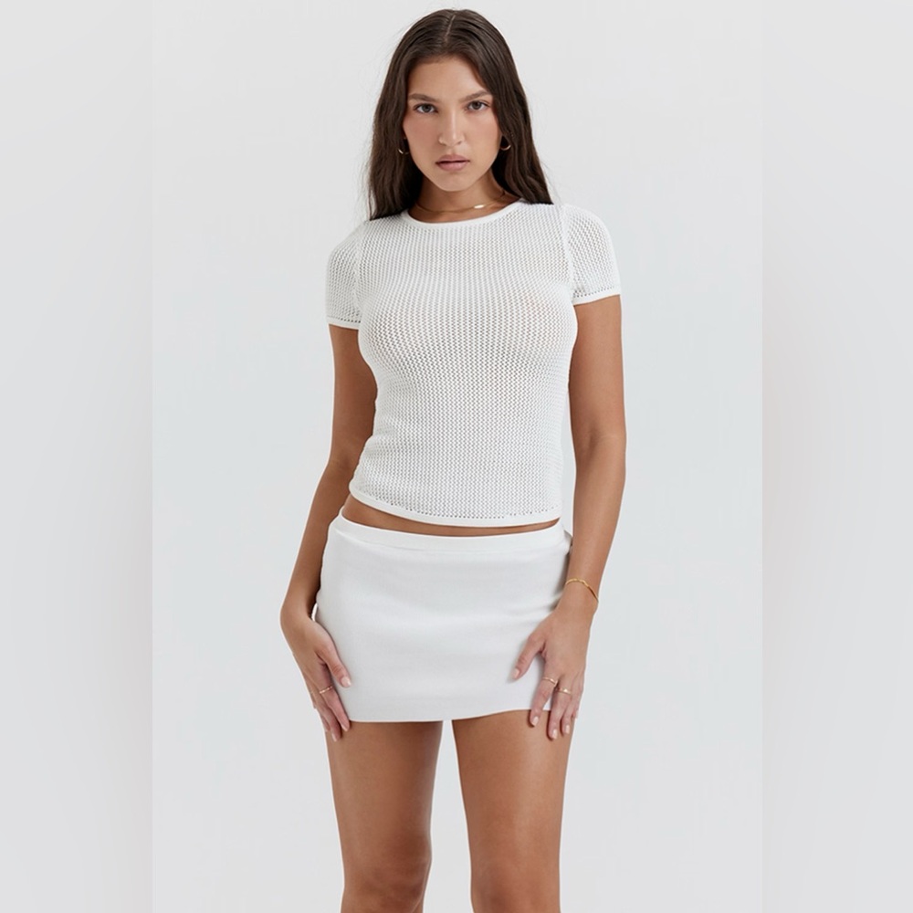 House of CB white knit mini skirt
